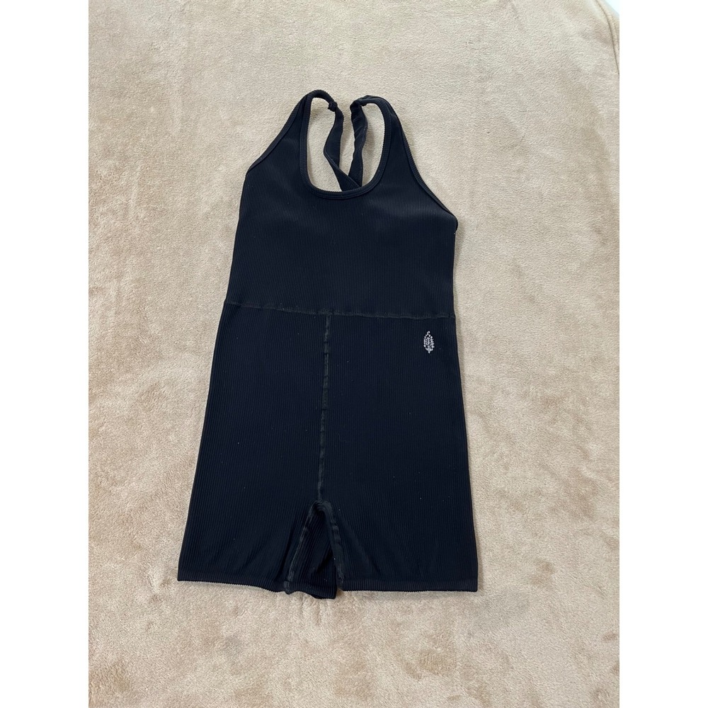 FP Movement Good Karma Romper size XS/S Black Ribbed Activewear OB853503